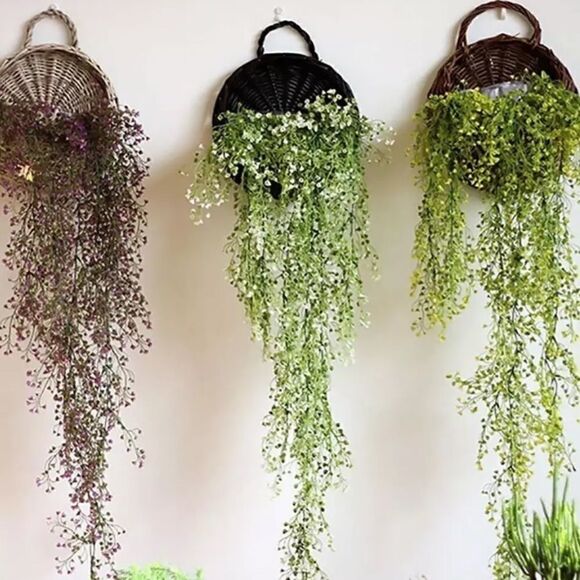 NEW! Hanging Wall Wicker Rattan Straw Basket - Picture 4 of 7